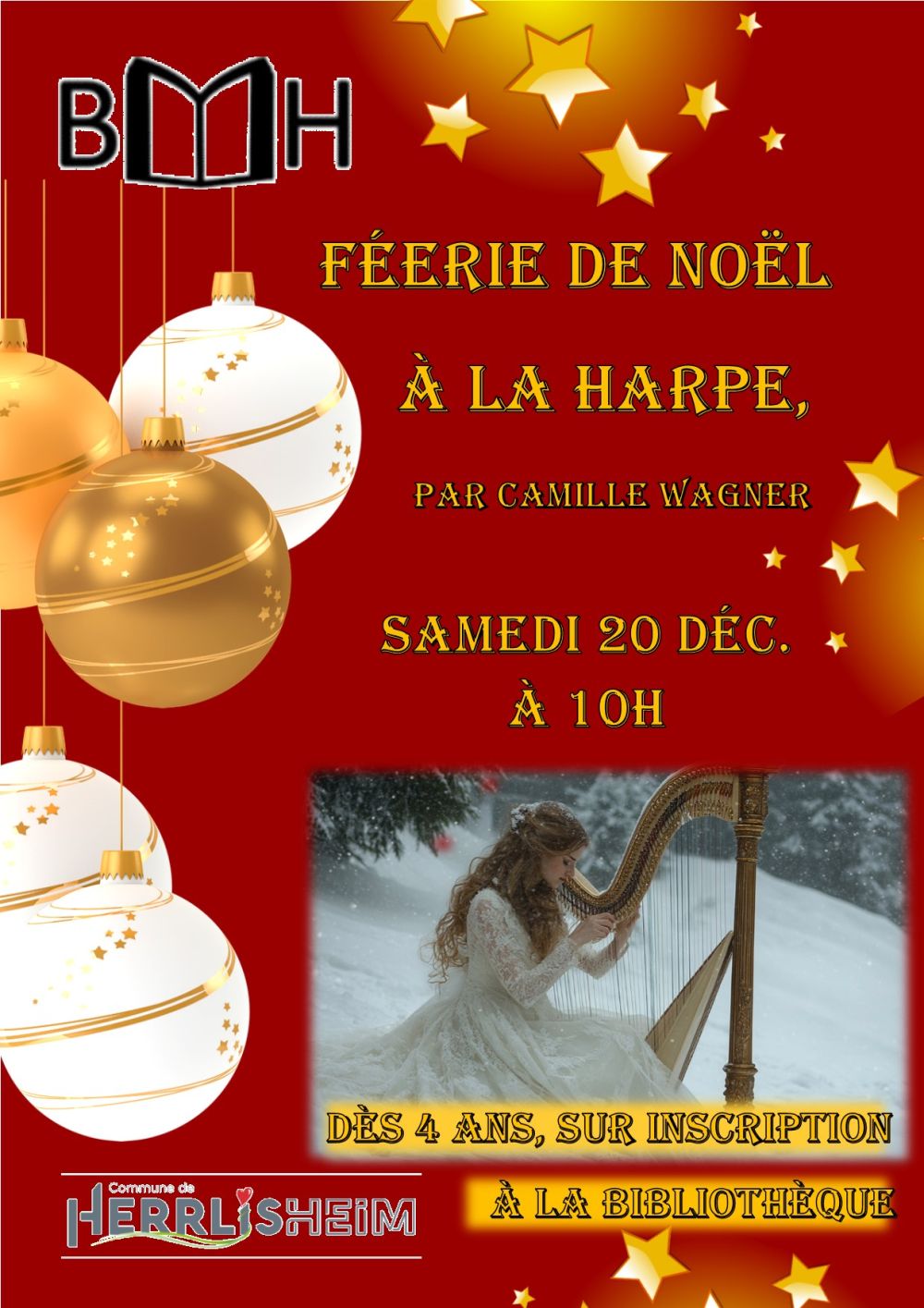 Fééries de Noël à la harpe Histoires de Noël accompagées à la harpe samedi 20 décembre à 10h