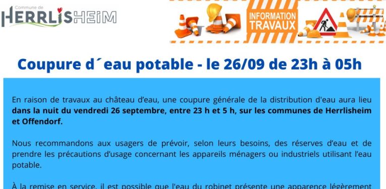 COUPURE D'EAU POTABLE 